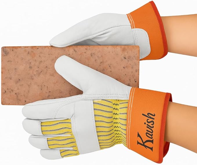 Kavish 1 Pair High Visibility Grain Leather Gloves - Image 5