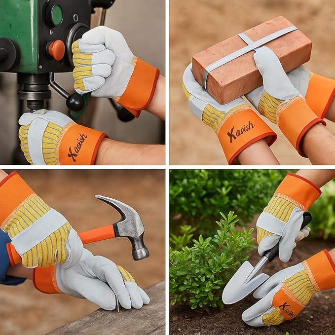 Kavish 1 Pair High Visibility Grain Leather Gloves - Image 2