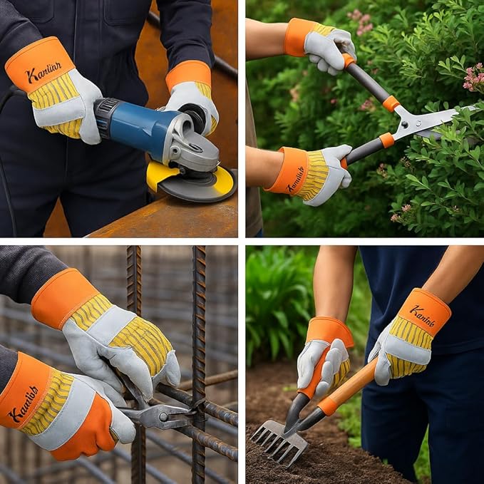 Kavish 1 Pair High Visibility Grain Leather Gloves - Image 4