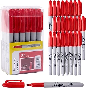Kavish Permanent Markers, 24 Pack Fine Tip