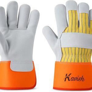 Kavish 1 Pair High Visibility Grain Leather Gloves
