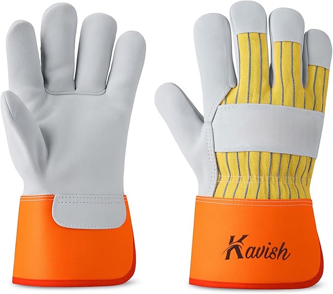 Kavish 1 Pair High Visibility Grain Leather Gloves
