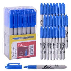Kavish Permanent Markers, 24 Pack Fine Tip (Blue)