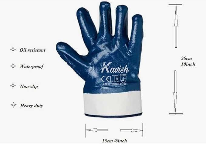 Kavish Blue Safety Work Gloves, Waterproof - Image 5