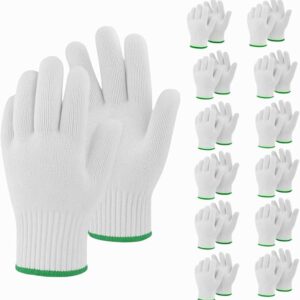 Kavish White Cotton Woolen Work Gloves 12 Pairs