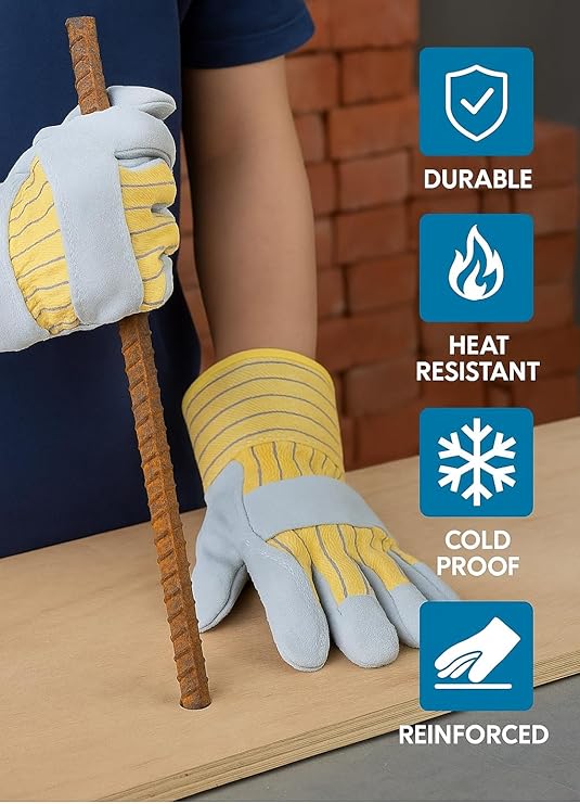 Kavish Safety Work Gloves – Leather, Nitrile Blue - Image 3