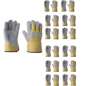 Kavish 12 Pairs Leather Safety Work Gloves for Men and Women