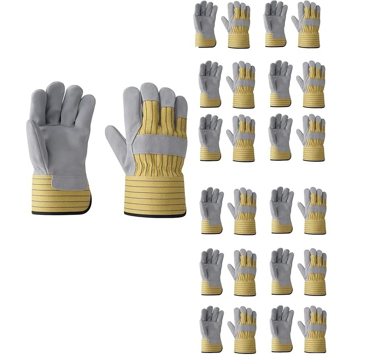 Kavish 12 Pairs Leather Safety Work Gloves for Men and Women