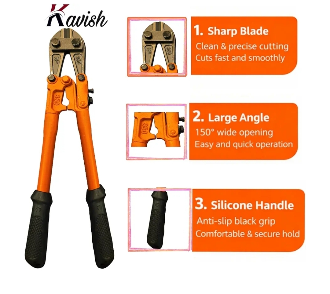 Kavish Professional Bolt Cutter, 14" Heavy Duty & 8" Mini, 8" Wire Rope Cutter, Ergonomic Handle, More Efficient Leverage for Cutting Locks, Chains, Iron Wire, Carrying Case Included - Image 3