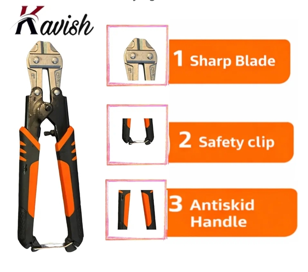 Kavish Professional Bolt Cutter, 14" Heavy Duty & 8" Mini, 8" Wire Rope Cutter, Ergonomic Handle, More Efficient Leverage for Cutting Locks, Chains, Iron Wire, Carrying Case Included - Image 4