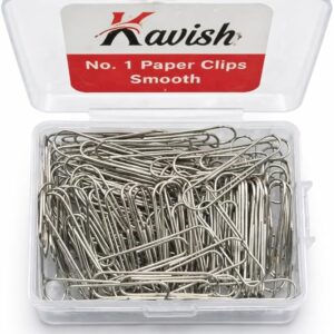 100 Count Kavish No.1 Paper Clips –  Smooth Steel Wire, Rust-Resistant, 33–35 mm Office Paperclips for Home, School & Workplace
