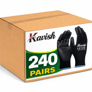 Kavish 240 Pairs Black PU-Coated Work Gloves