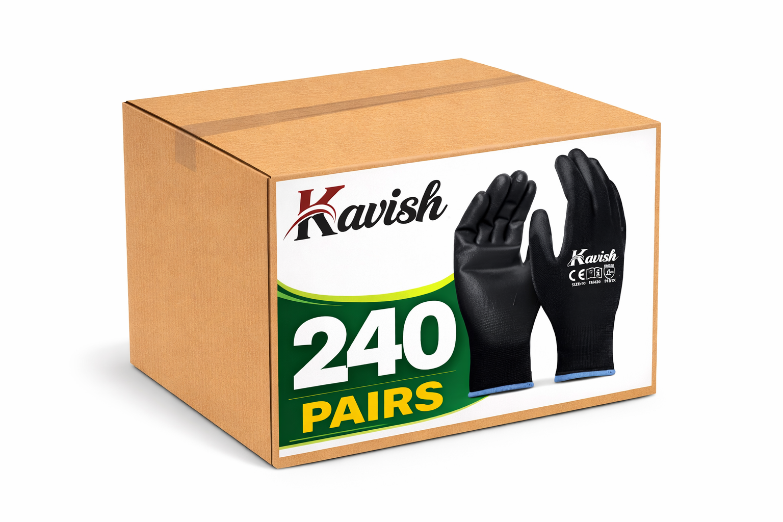 Kavish 240 Pairs Black PU-Coated Work Gloves